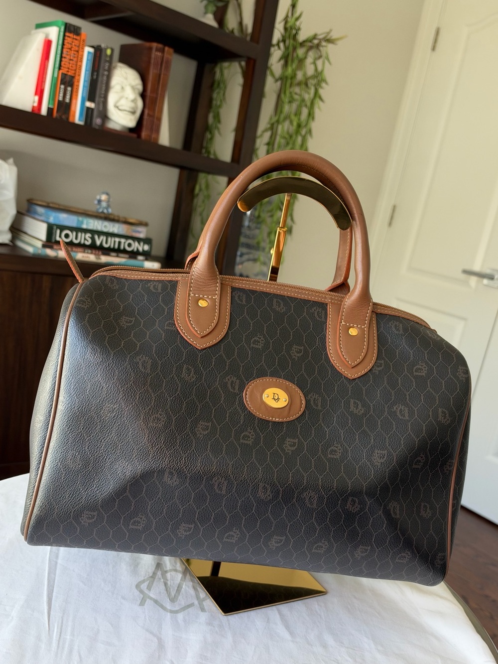 Vintage Christian Dior Honeycomb Boston Bag / Speedy 30 (Authentic)